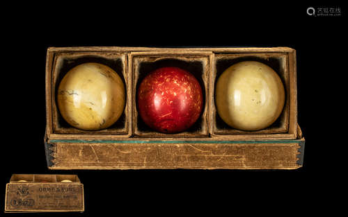 Set of Large Victorian Ivory Billiard Balls In Original Box....