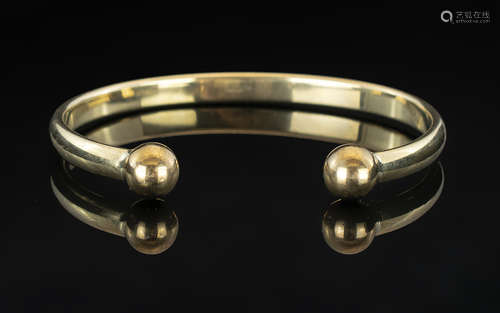 9ct Gold - Solid and Heavy Torque Bangle. Fully Hallmarked f...