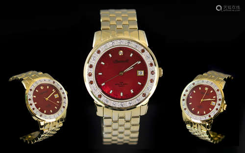 Ingersoll Diamond and Ruby Set Gents Gold on Steel Wrist Wat...