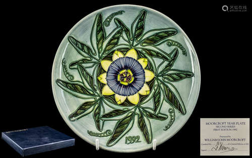 Moorcroft Year Plate - Second Series - First Edition 1992. T...