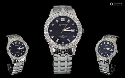 Ingersoll Diamond Set Gents Stainless Steel Wrist Watch, fea...