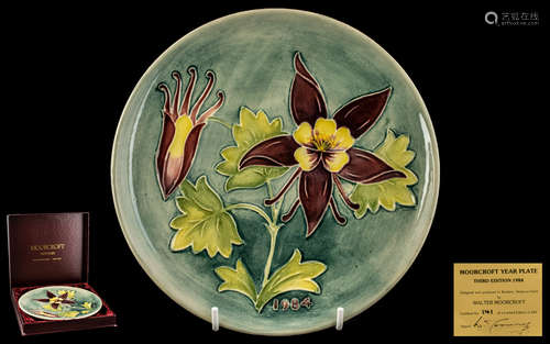 Moorcroft Year Plate - Third Edition 1984, This Cabinet Plat...