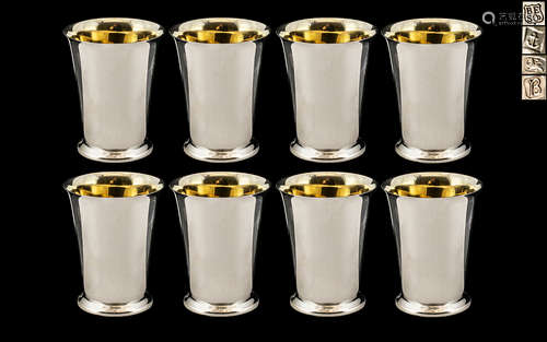 Elizabeth II Superb Set of Eight Sterling Silver Beakers / C...