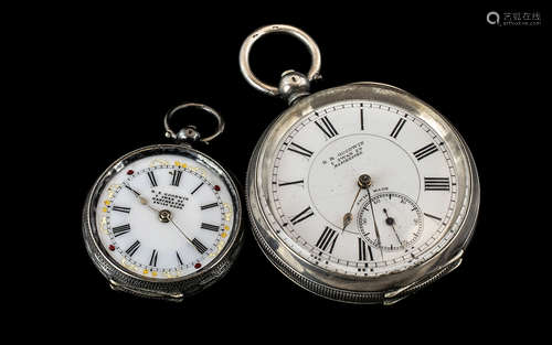 Gents Silver Pocket Watch with white enamel dial, stamped 93...