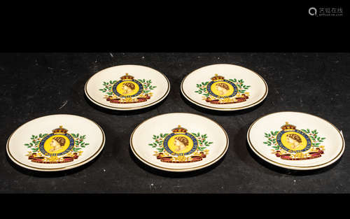 ( 5 ) x Queens Head Order of the Garter Round Dishes - 1961,...