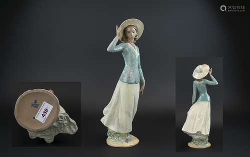 Lladro Gres Hand Painted Figure 'Breezy Afternoon', model no...