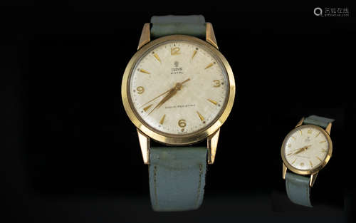 A Gents 9ct Gold Tudor Royal Wristwatch, case back stamped R...