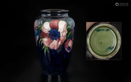 Moorcroft - Tubelined Vase of Tapered Form ' Anemone ' Desig...