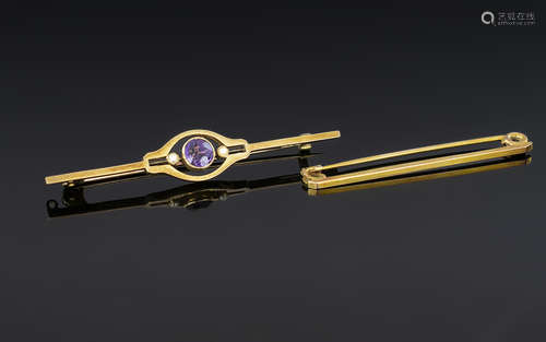 Antique Period Attractive 15ct Gold, Amethyst and Seed Pearl...