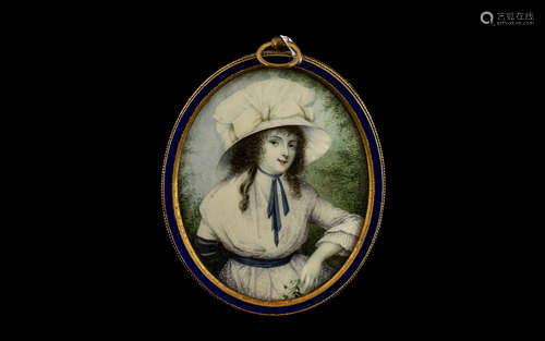 Fine Quality Painted Miniature on Ivory of an Elegant Young ...