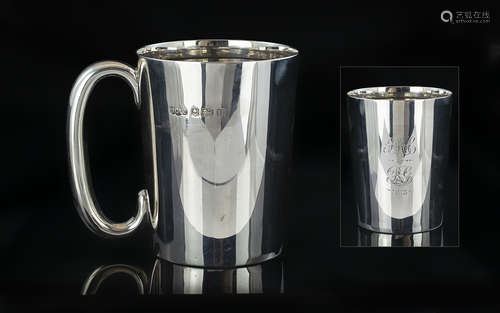 Edwardian Period Sterling Silver Cup / Tankard of Small Prop...