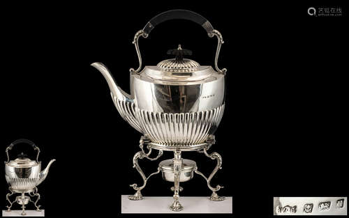 George VI Superb Quality Sterling Silver Spirit Kettle and S...