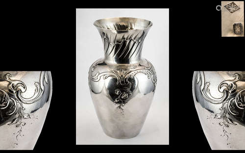 Edwardian Period French Silver Vase with French Silver Hallm...