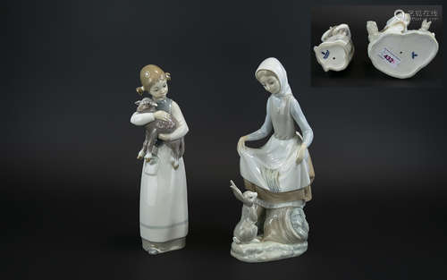 Lladro Hand Painted Pair of Porcelain Figures comprising 1/ ...