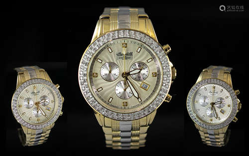 Ingersoll - Swiss Made Gents Diamond Set Heavy Gold on Steel...