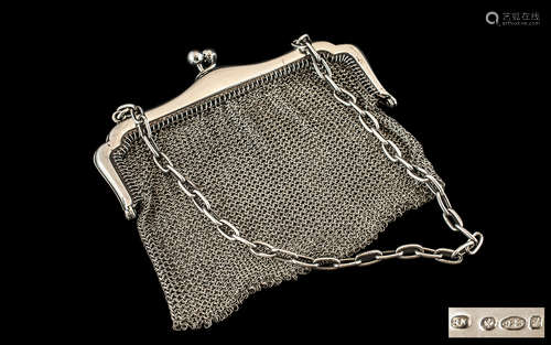 Edwardian Period 1902 - 1910 Ladies Sterling Silver Mesh Cha...