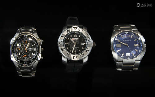 A Fine Trio of Gents Stainless Steel Wrist Watches - All In ...