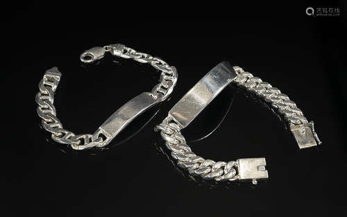 A Vintage Fine Pair of Sterling Silver I.D Bracelets - Curb ...