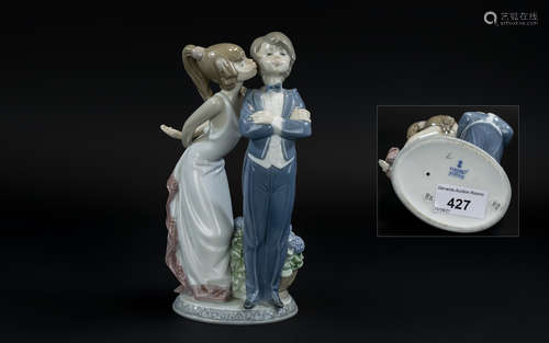 Lladro Hand Painted Porcelain Figure 'Let's Make Up', model ...