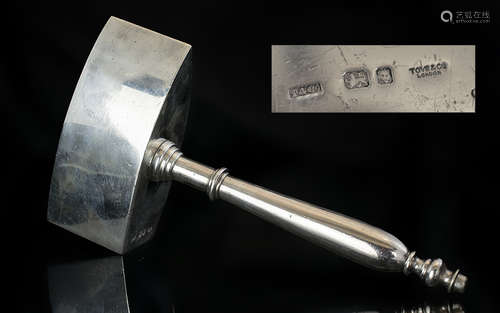 Masonic Interest Solid Silver Mallet of typical form, fully ...