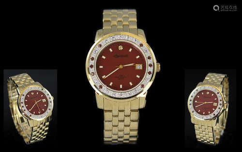 Ingersoll - Swiss Made Diamond and Rubies Set Heavy Gold on ...