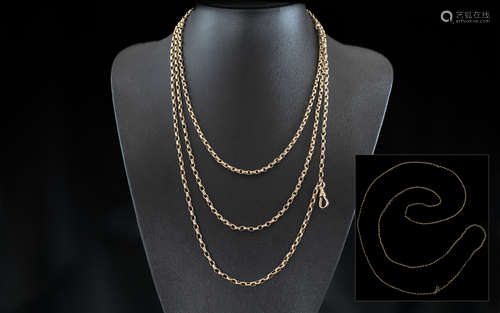 Antique Period - Stunning 9ct Gold Muff Chain of Extra Lengt...