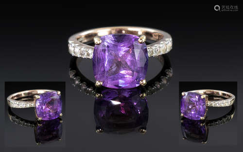 Gold Plated Silver Mounted Amethyst Dress Ring, of large siz...