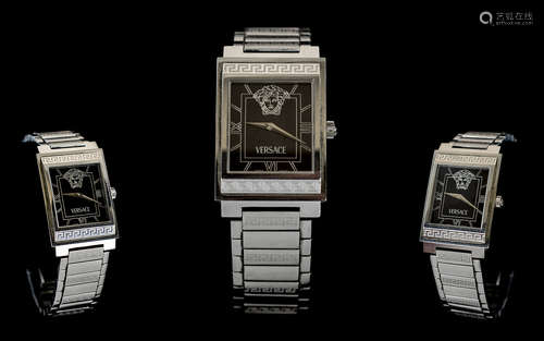 Versace Wristwatch, Gents Stainless Steel Watch, Rectangular...