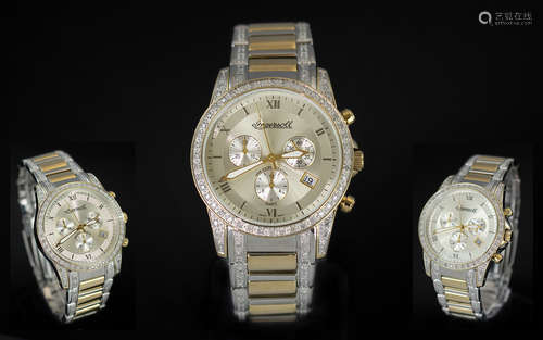 Ingersoll - Swiss Made Diamond Set Two Tone Gold Plated and ...