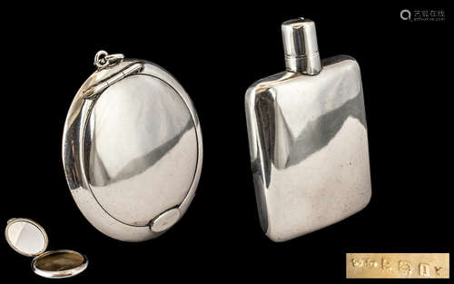 Edwardian Period Sterling Silver Pocket Flask of Small Propo...