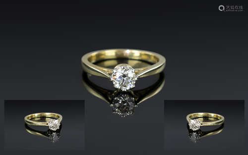 Ladies 18ct Gold Superb Single Stone Diamond Ring, fully hal...