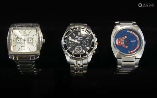 A Trio of Gents Stainless Steel Wrist Watches. All As New Co...