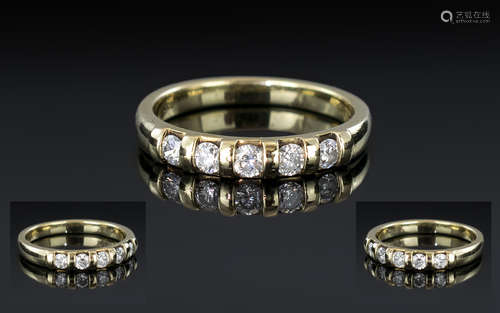 Ladies 18ct Yellow Gold Diamond Set Half Eternity Ring, full...