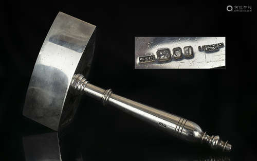 Masonic Interest Solid Silver Mallet of typical form, fully ...