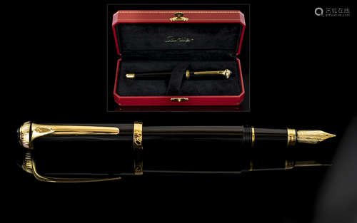 Cartier - Black / Gold Gentleman's Fountain Pen with 18ct Go...