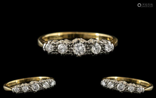 18ct Gold and Platinum 5 Stone Diamond Ring. Marked 18ct and...