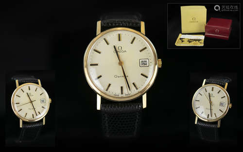 Omega Gents Mechanical 9ct Gold Date Just 1970s Wrist Watch,...