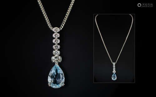 Ladies - Stunning 18ct White Gold Diamond and Blue Topaz Set...