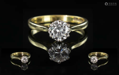 18ct Yellow Gold - Attractive Single Stone Diamond Set Ring....