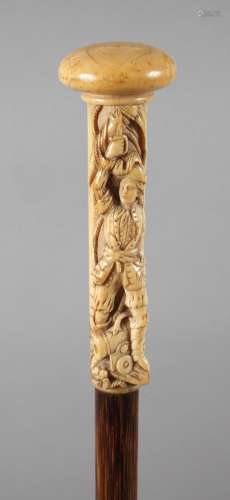 Bâton de marcheXVIIIe/19e siècle, pommeau élancé en ivoire s...