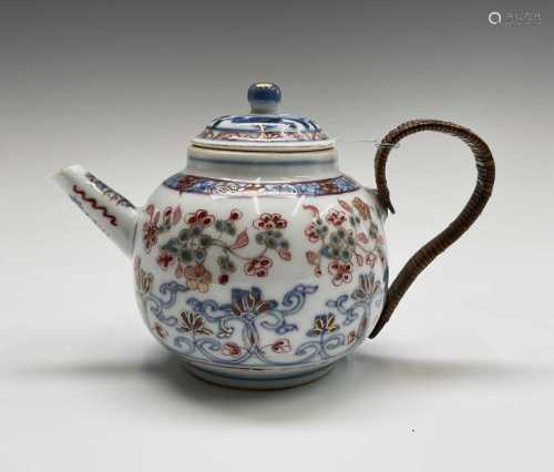 A Chinese famille rose porcelain teapot, 18th century, with ...