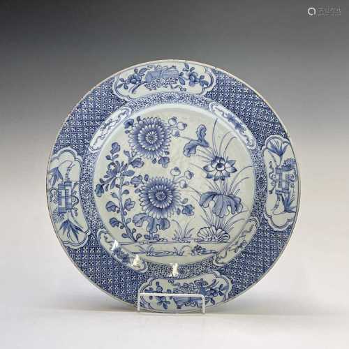 A Chinese Export porcelain blue and white charger, 18th cent...