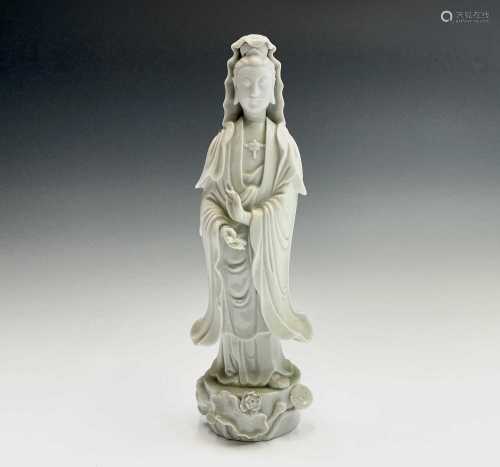 A Chinese blanc de chine figure of Guanyin, circa 1800, heig...
