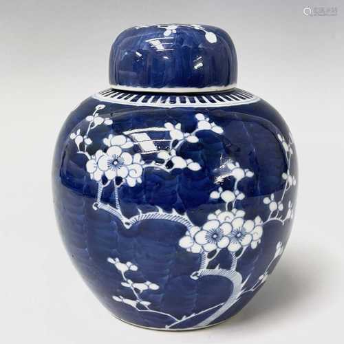 A Chinese prunus blossom pattern ginger jar and cover, late ...