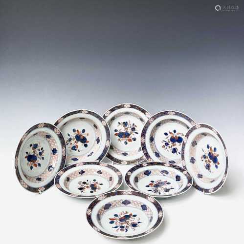 A set of eight Chinese Imari porcelain dishes, 18th century,...