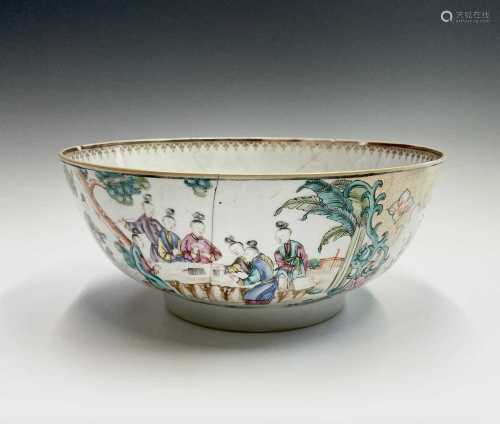 A large Chinese famille rose porcelain bowl, circa 1800, dec...