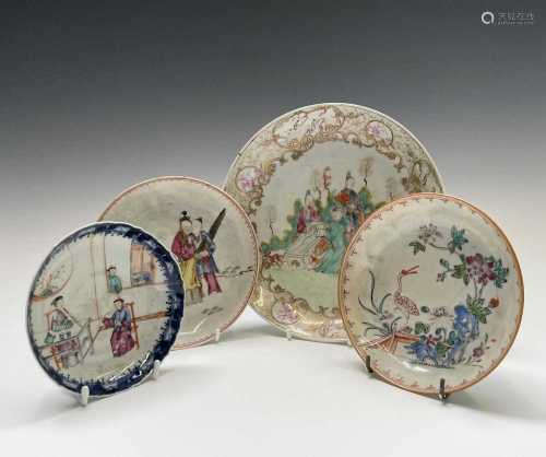 Four Chinese famille rose porcelain dishes, 18th century, la...