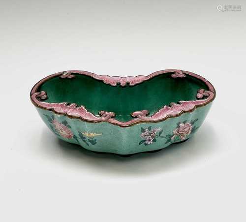 A Chinese enamel and gilt metal brush washer, 19th century, ...