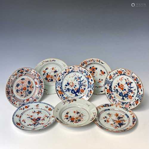 Eight Chinese Imari porcelain plates, 18th century, diameter...