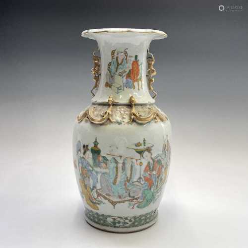 A Chinese famille verte porcelain baluster vase, 19th centur...
